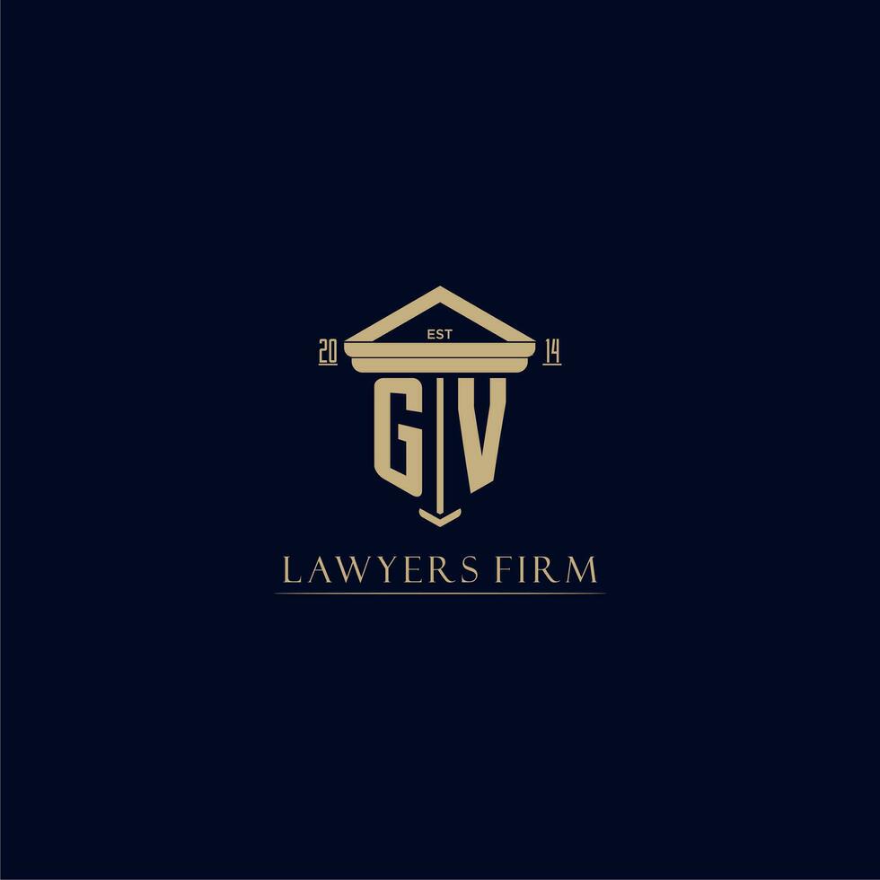 GV initial monogram lawfirm logo with pillar design vector