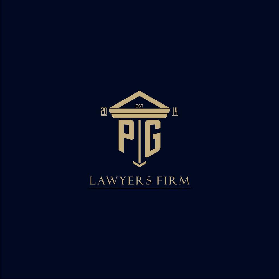 PG initial monogram lawfirm logo with pillar design vector