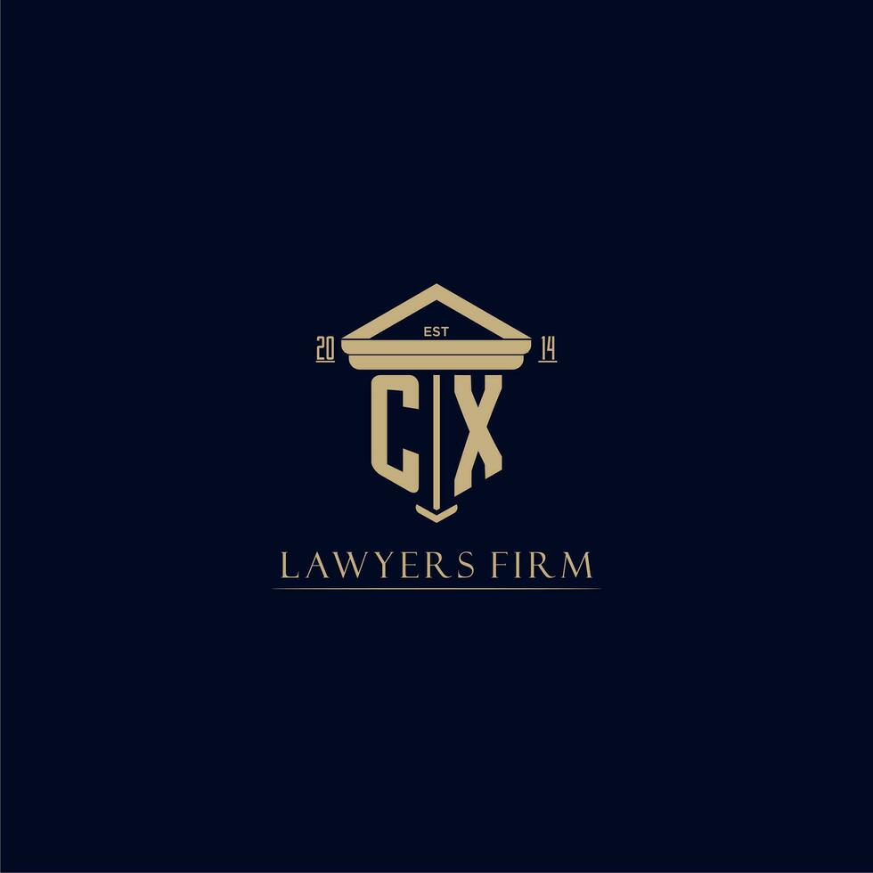 CX initial monogram lawfirm logo with pillar design vector