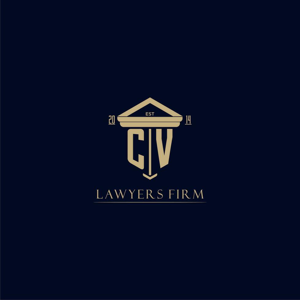 CV initial monogram lawfirm logo with pillar design vector