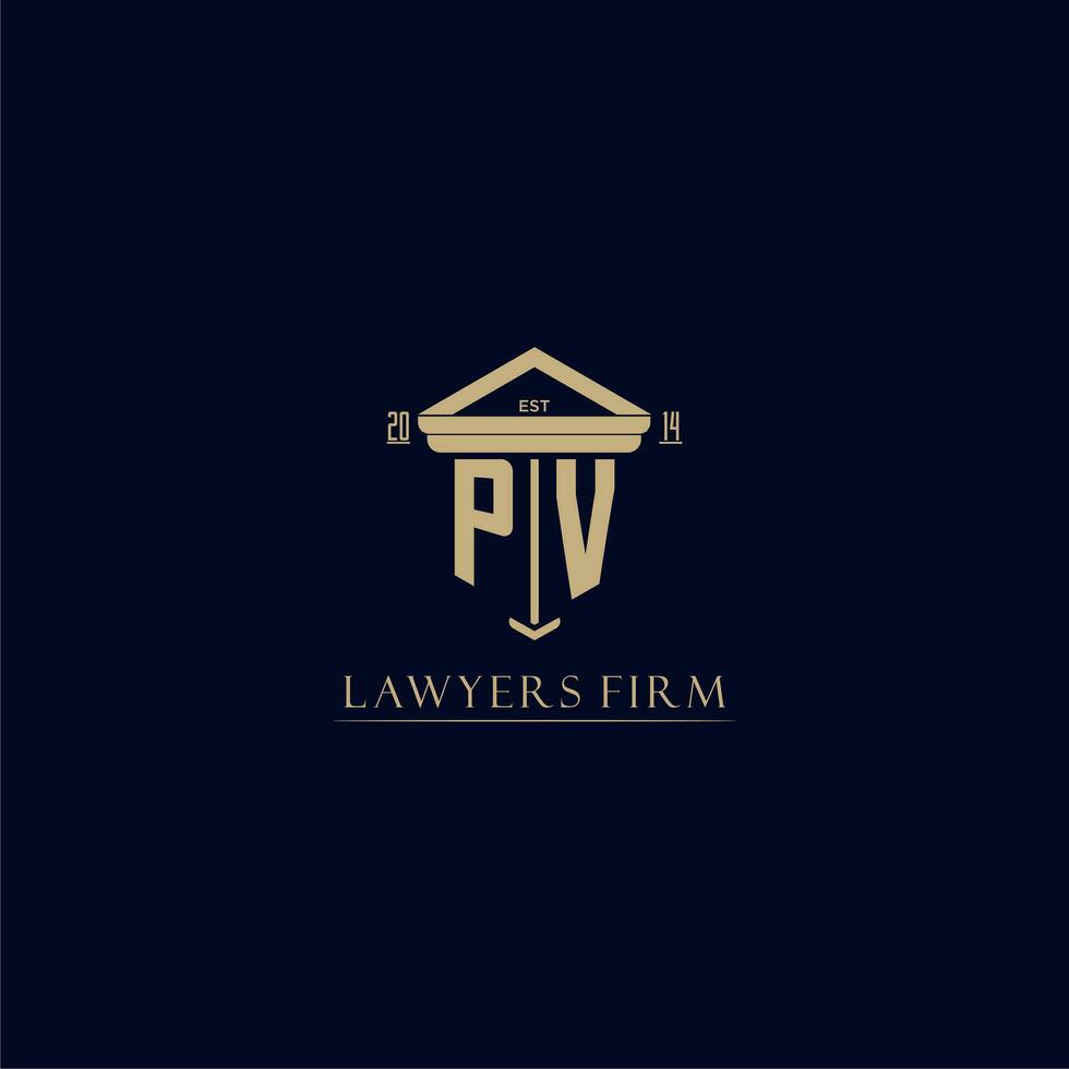 PV initial monogram lawfirm logo with pillar design vector