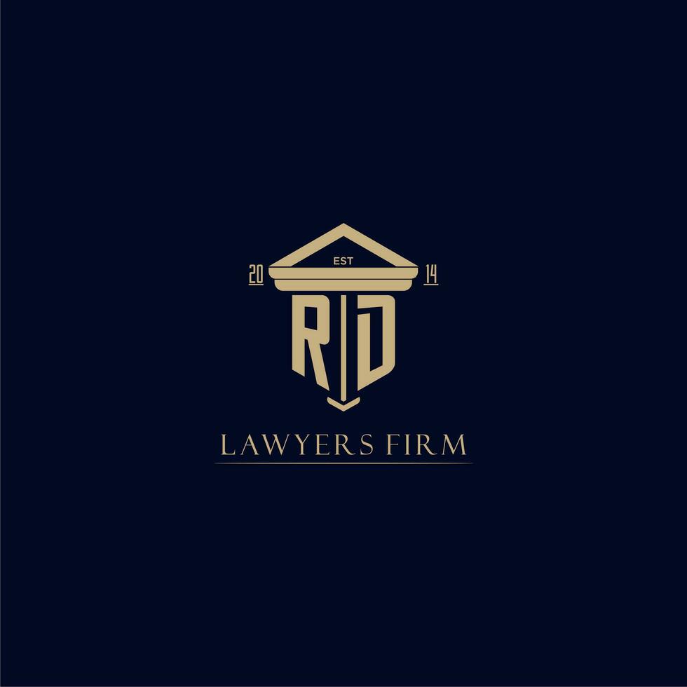 RD initial monogram lawfirm logo with pillar design vector
