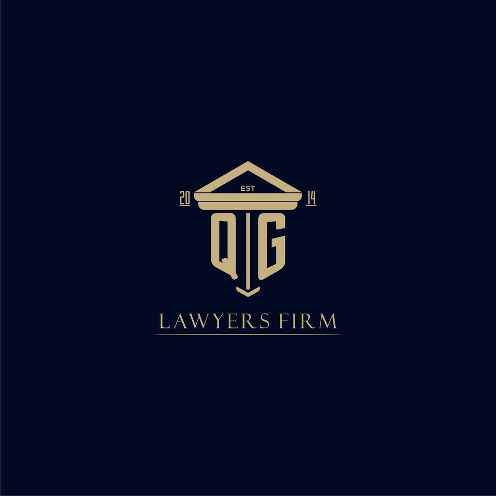 QG initial monogram lawfirm logo with pillar design vector