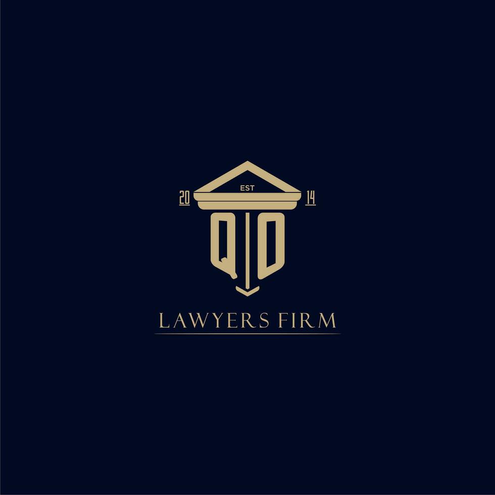 QO initial monogram lawfirm logo with pillar design vector
