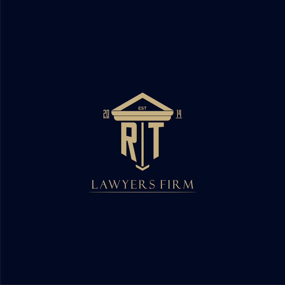 RT initial monogram lawfirm logo with pillar design vector