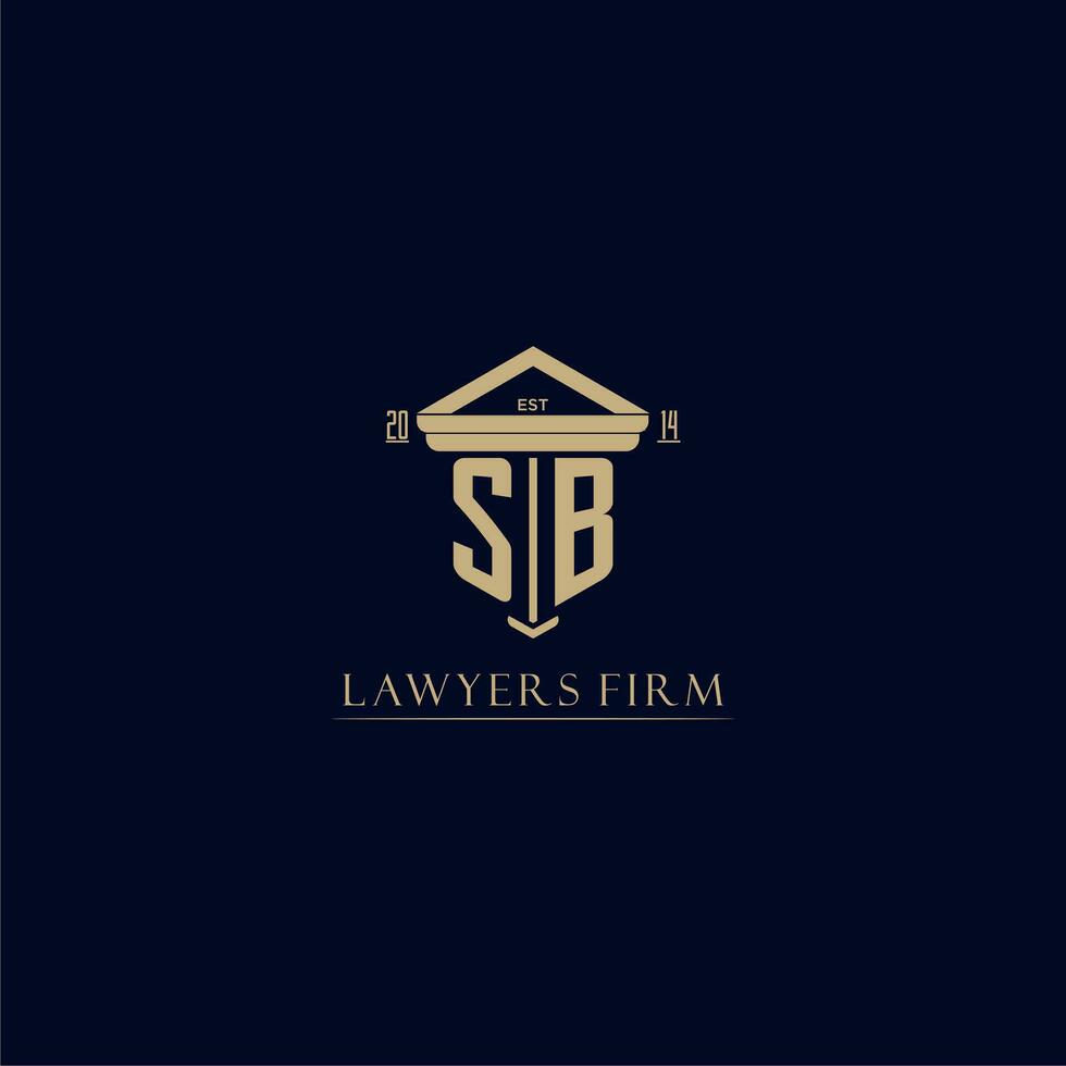SB initial monogram lawfirm logo with pillar design vector