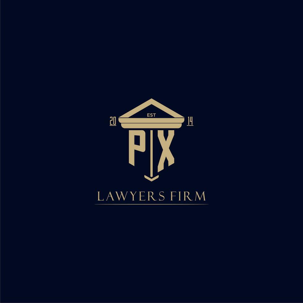 PX initial monogram lawfirm logo with pillar design vector