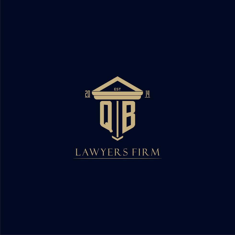 QB initial monogram lawfirm logo with pillar design vector