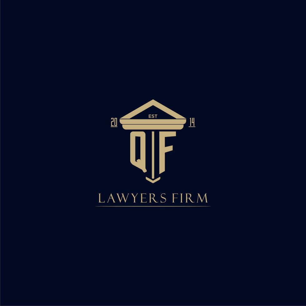 QF initial monogram lawfirm logo with pillar design vector