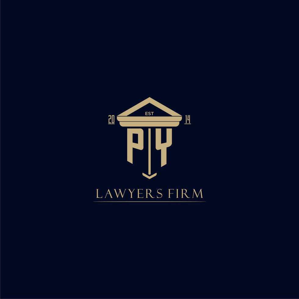 PY initial monogram lawfirm logo with pillar design vector
