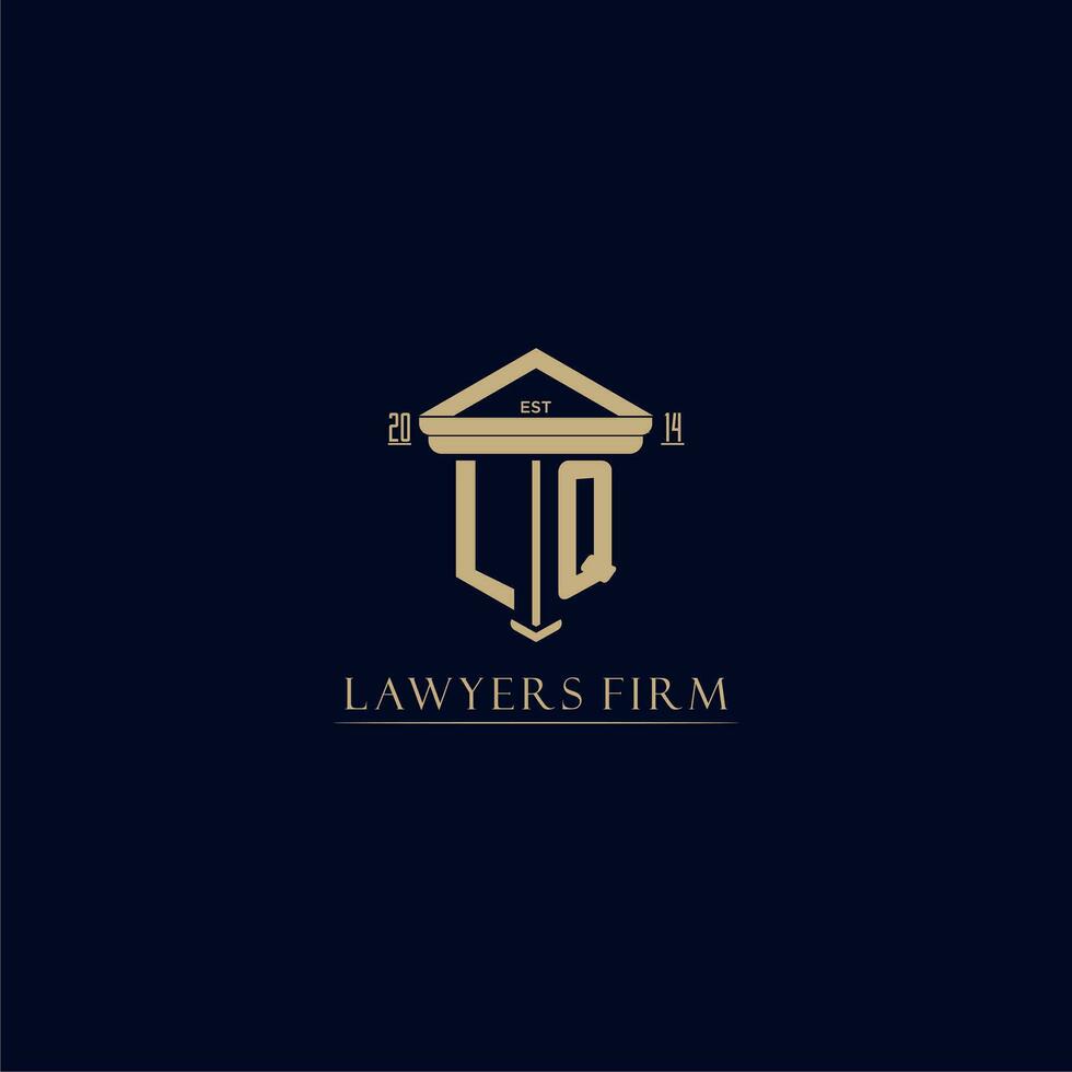 LQ initial monogram lawfirm logo with pillar design vector