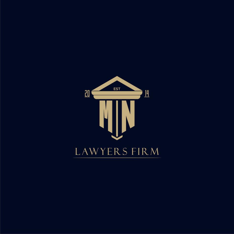 MN initial monogram lawfirm logo with pillar design vector