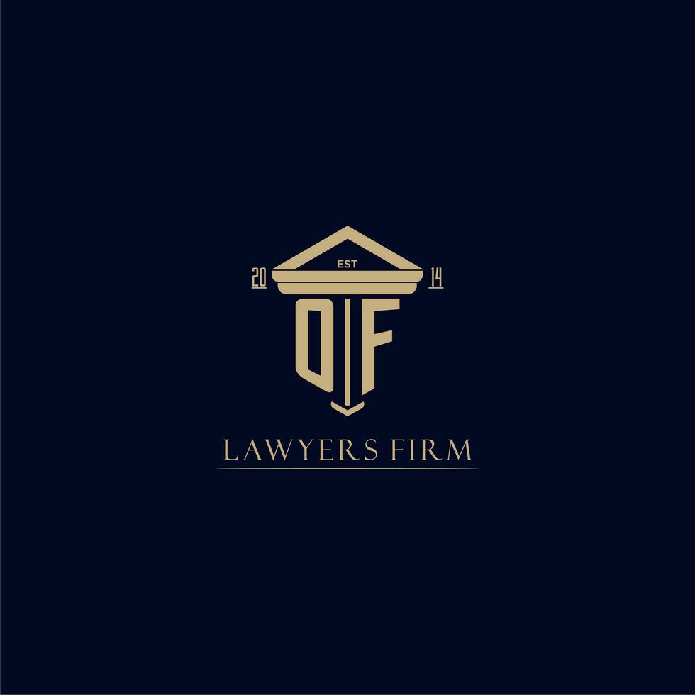 OF initial monogram lawfirm logo with pillar design vector