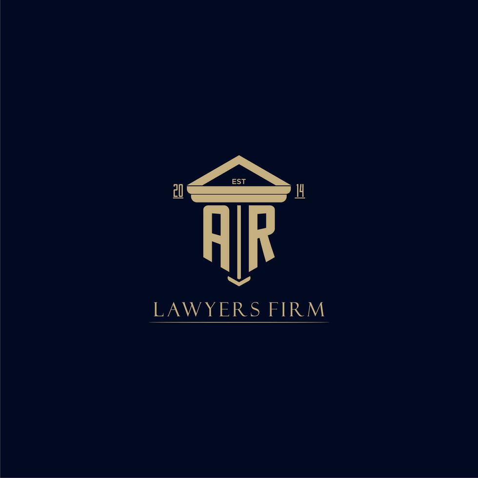 AR initial monogram lawfirm logo with pillar design vector