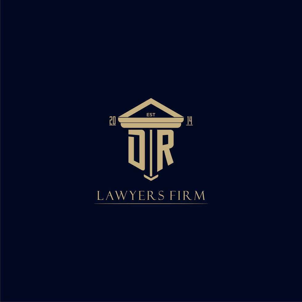 DR initial monogram lawfirm logo with pillar design vector