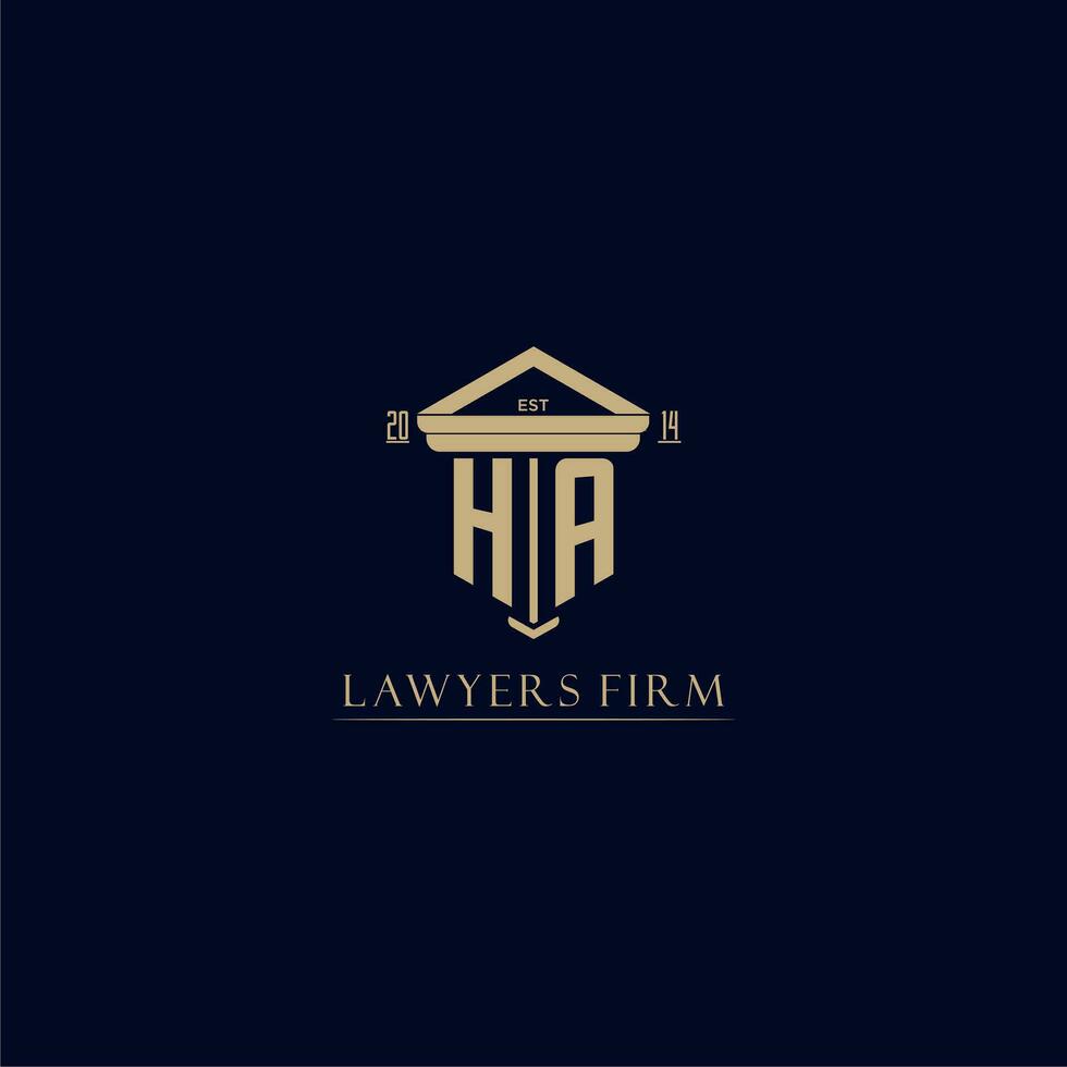 HA initial monogram lawfirm logo with pillar design vector