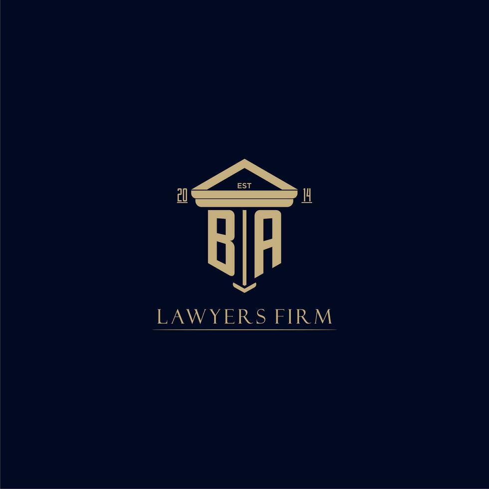 BA initial monogram lawfirm logo with pillar design vector