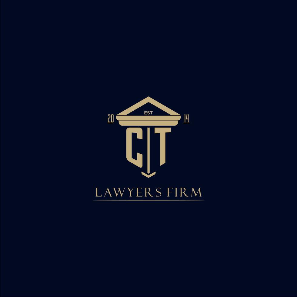 CT initial monogram lawfirm logo with pillar design vector