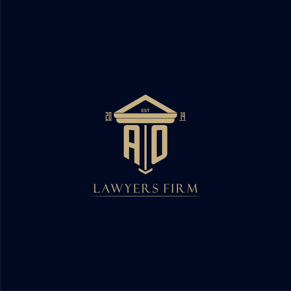 AO initial monogram lawfirm logo with pillar design vector