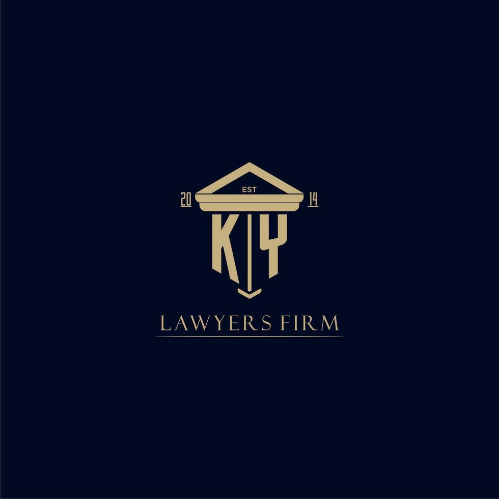 KY initial monogram lawfirm logo with pillar design vector