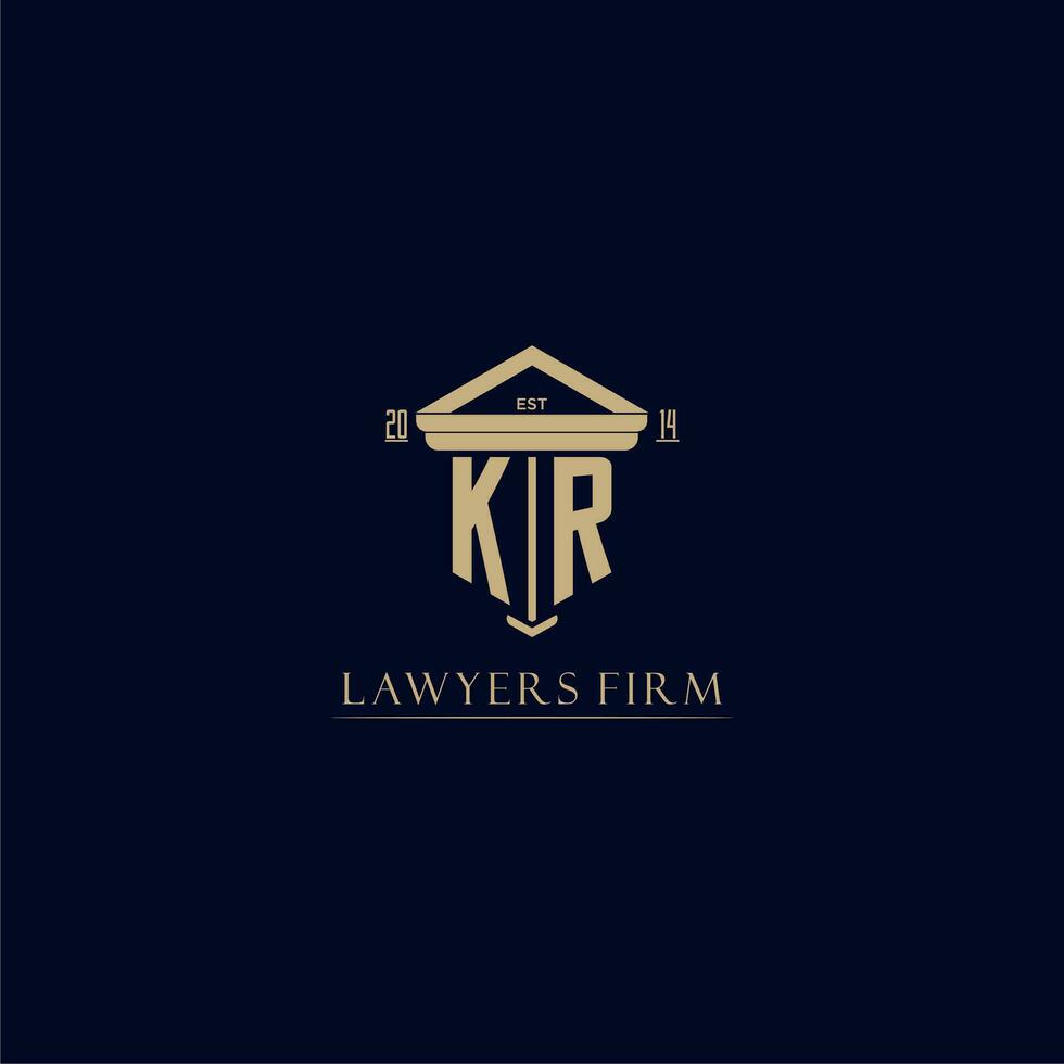 KR initial monogram lawfirm logo with pillar design vector