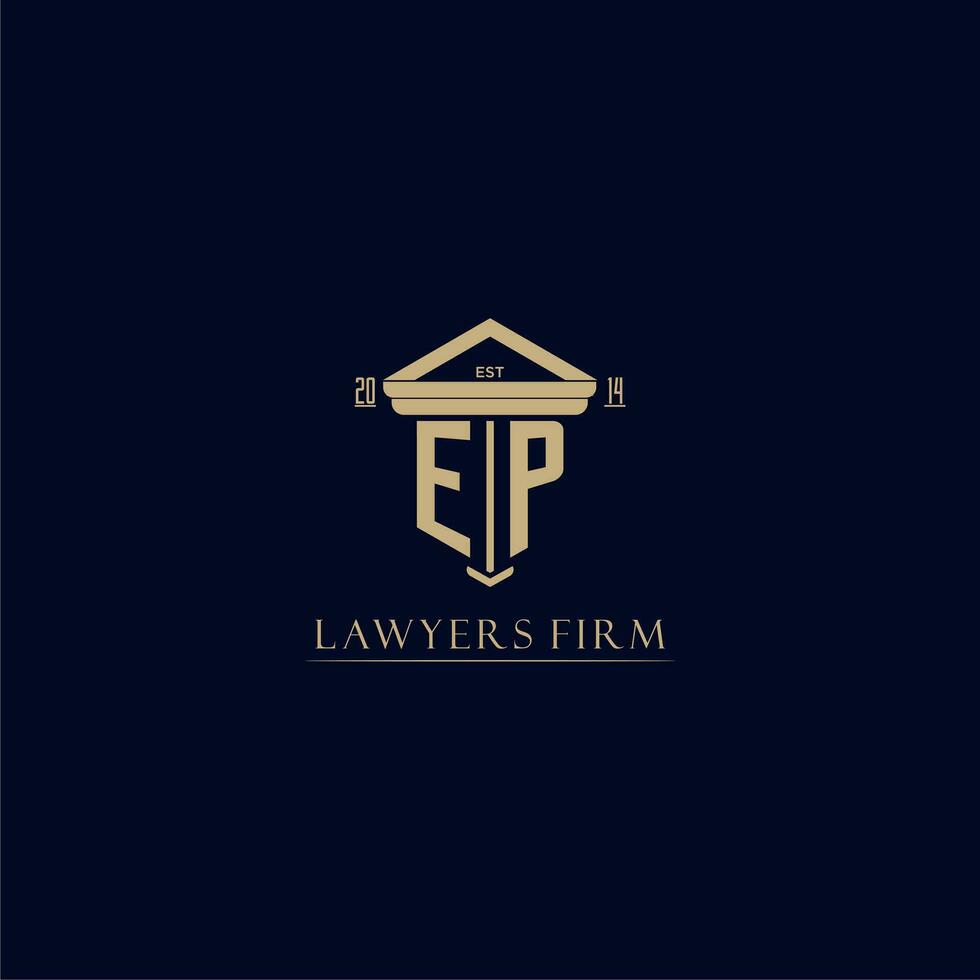 EP initial monogram lawfirm logo with pillar design vector