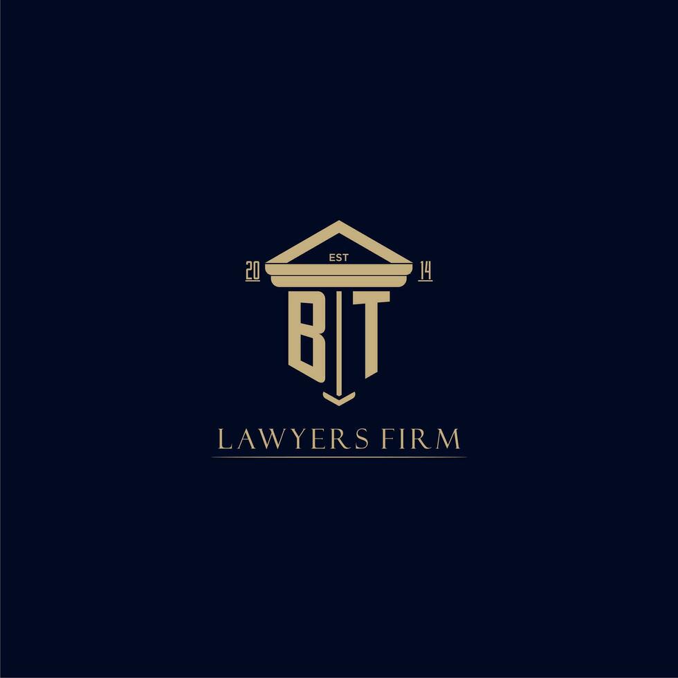 BT initial monogram lawfirm logo with pillar design vector