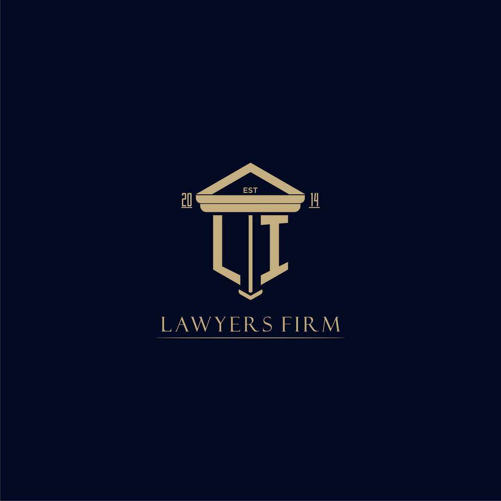LI initial monogram lawfirm logo with pillar design vector