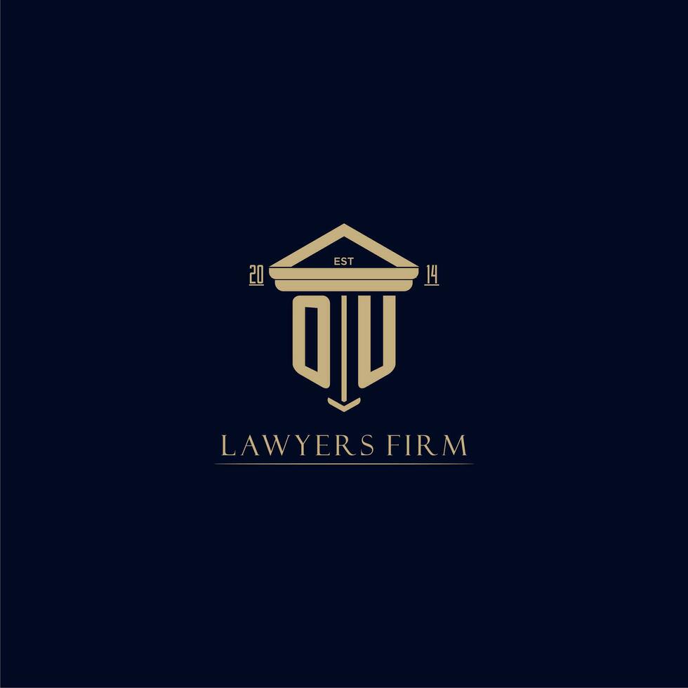OU initial monogram lawfirm logo with pillar design vector