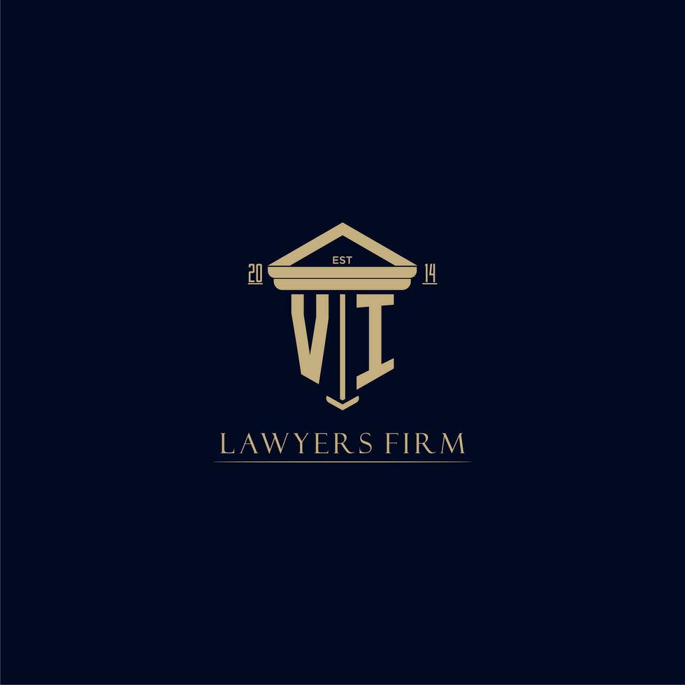 VI initial monogram lawfirm logo with pillar design vector