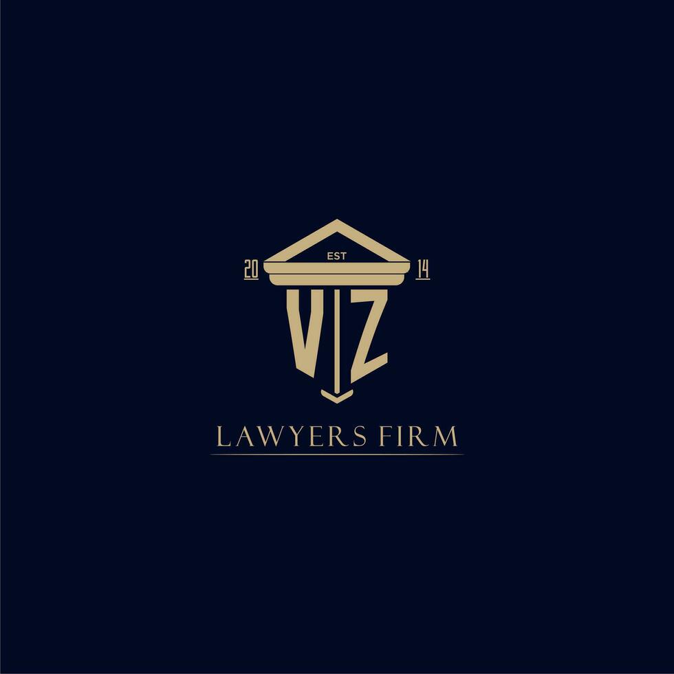 VZ initial monogram lawfirm logo with pillar design vector