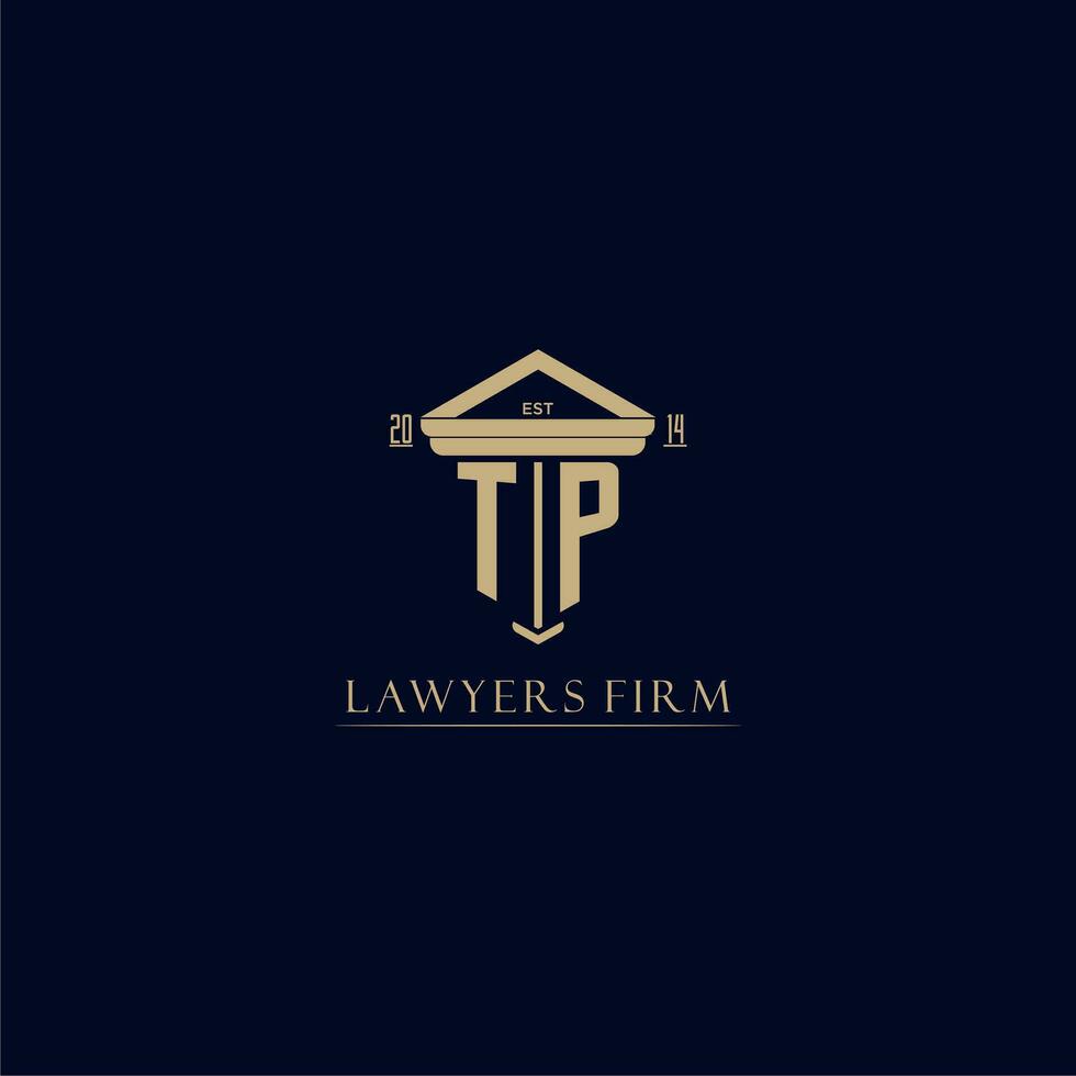 TP initial monogram lawfirm logo with pillar design vector