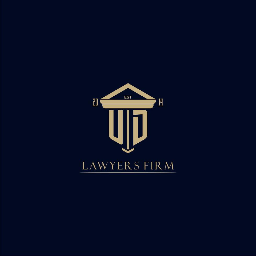 UD initial monogram lawfirm logo with pillar design vector