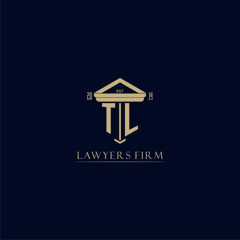 TL initial monogram lawfirm logo with pillar design vector