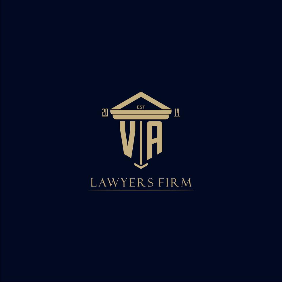 VA initial monogram lawfirm logo with pillar design vector