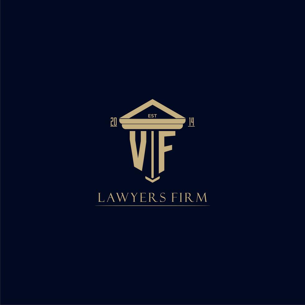 VF initial monogram lawfirm logo with pillar design vector
