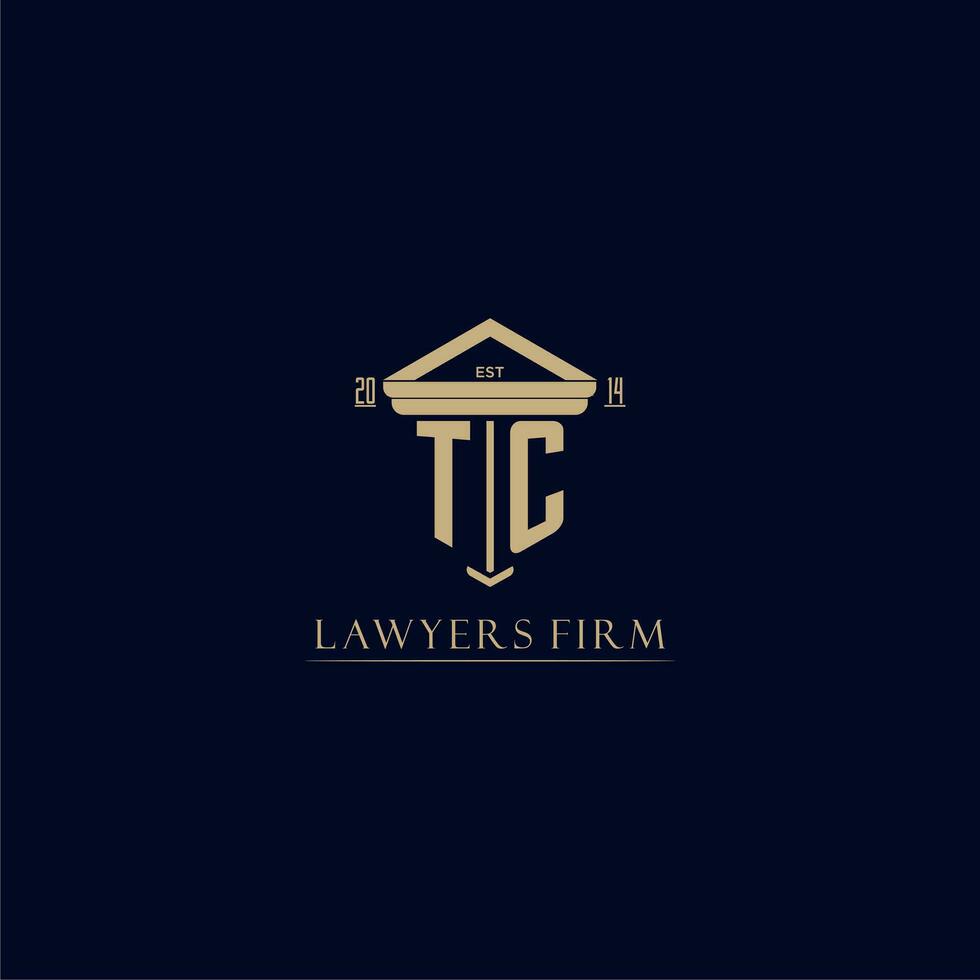 TC initial monogram lawfirm logo with pillar design vector