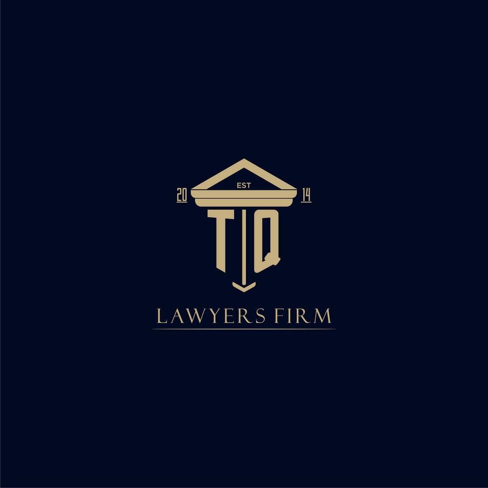 TQ initial monogram lawfirm logo with pillar design vector