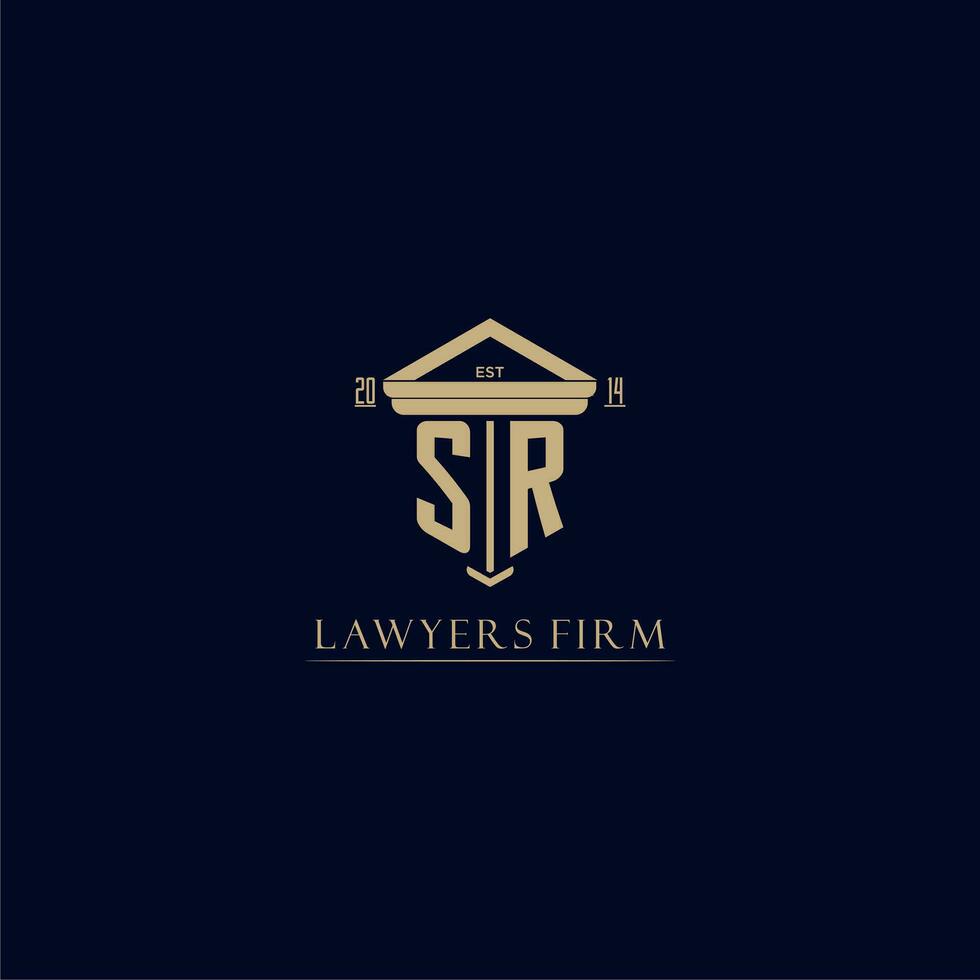 SR initial monogram lawfirm logo with pillar design vector