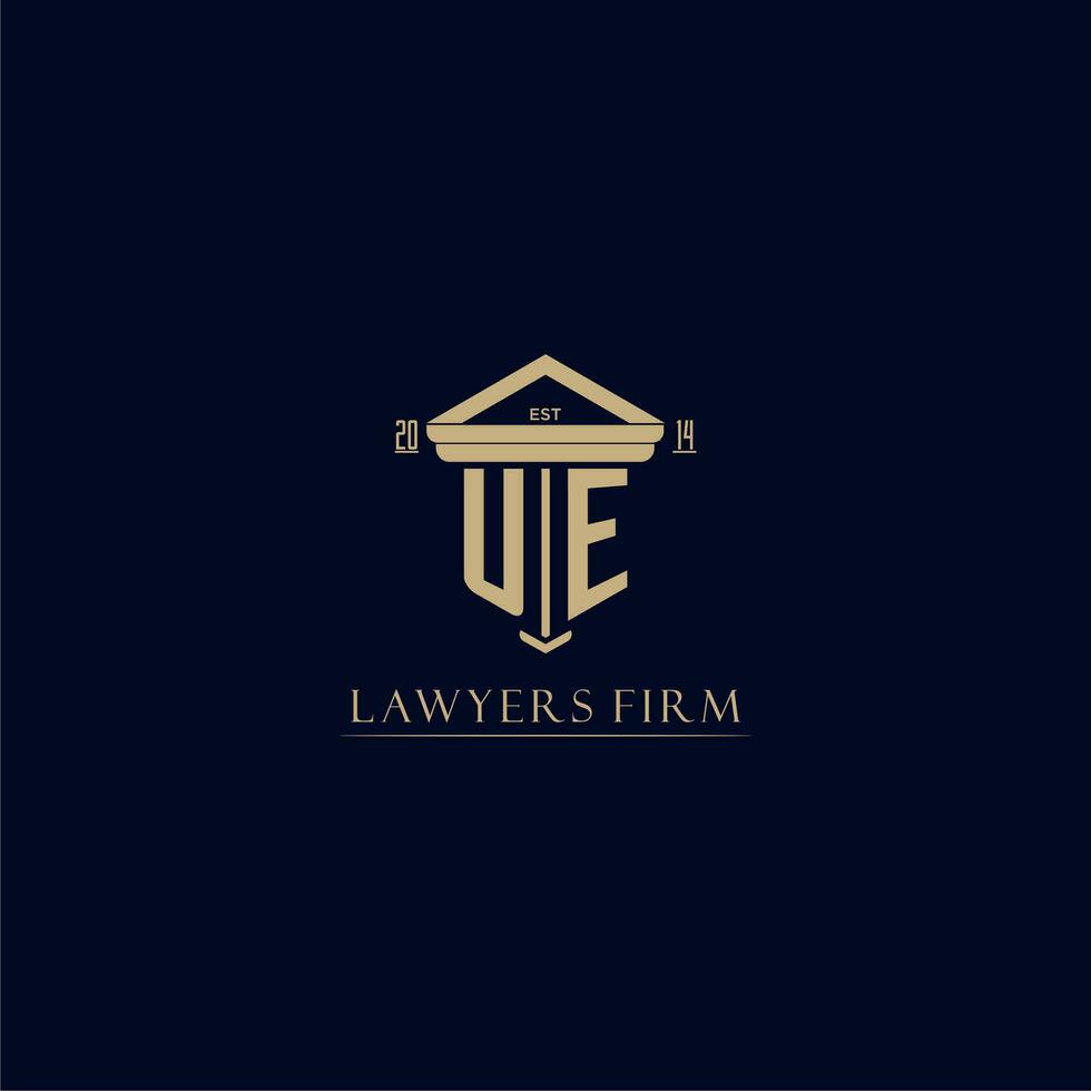 UE initial monogram lawfirm logo with pillar design vector