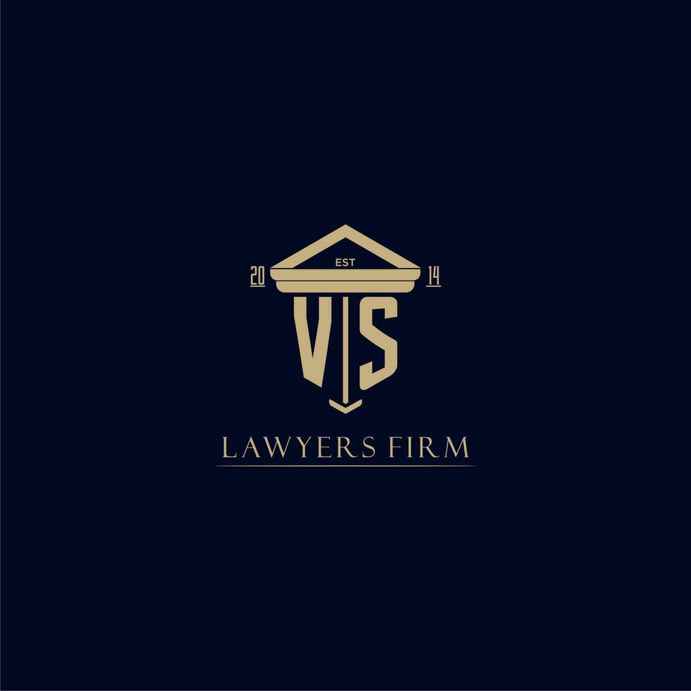 VS initial monogram lawfirm logo with pillar design vector