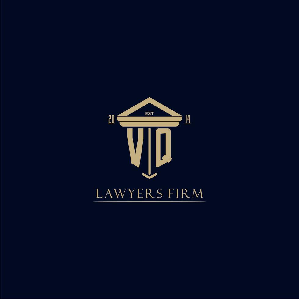 VQ initial monogram lawfirm logo with pillar design vector