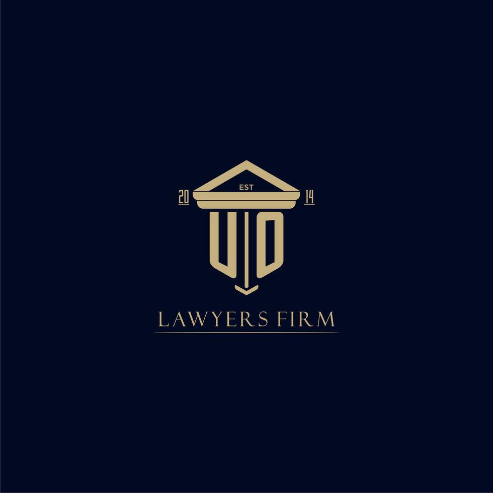 UO initial monogram lawfirm logo with pillar design vector