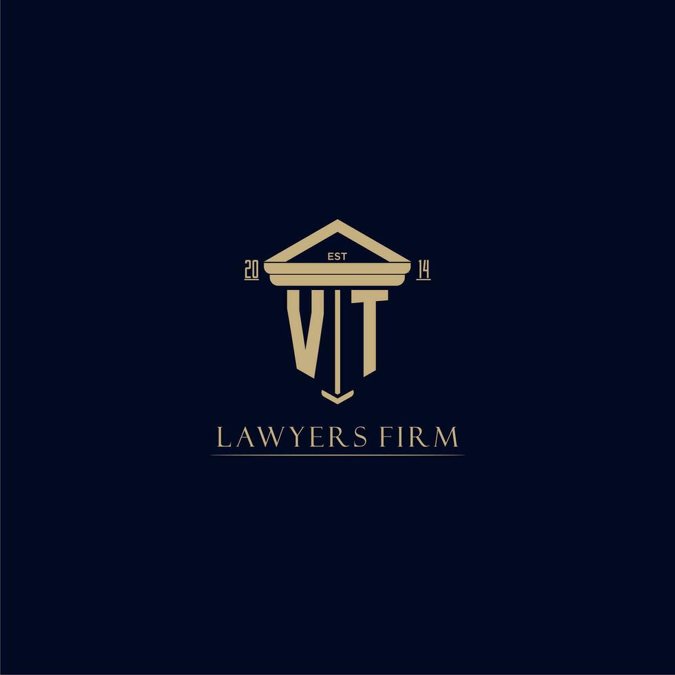VT initial monogram lawfirm logo with pillar design vector