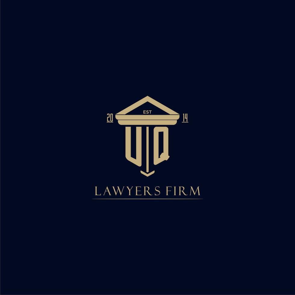 UQ initial monogram lawfirm logo with pillar design vector
