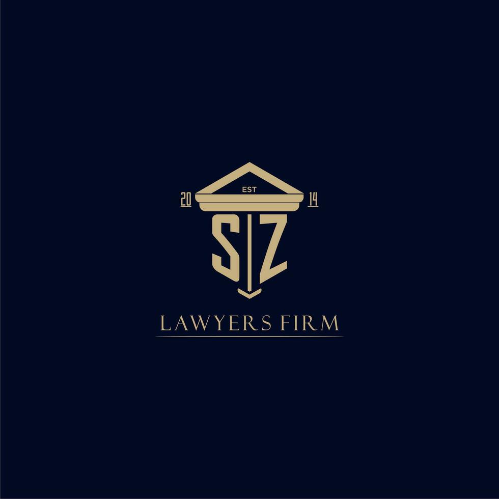SZ initial monogram lawfirm logo with pillar design vector