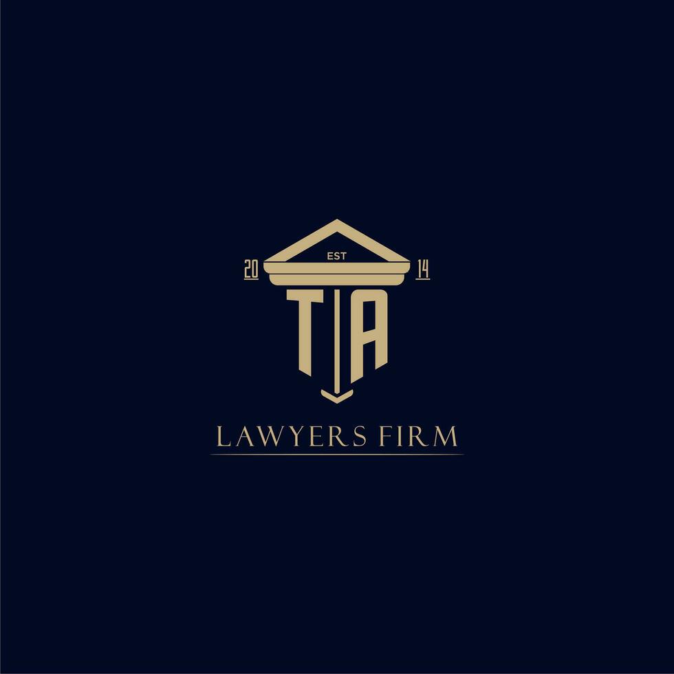 TA initial monogram lawfirm logo with pillar design vector