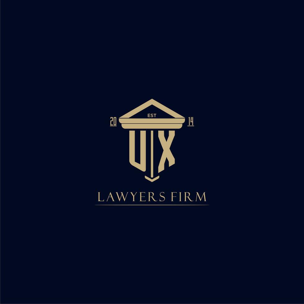 UX initial monogram lawfirm logo with pillar design vector