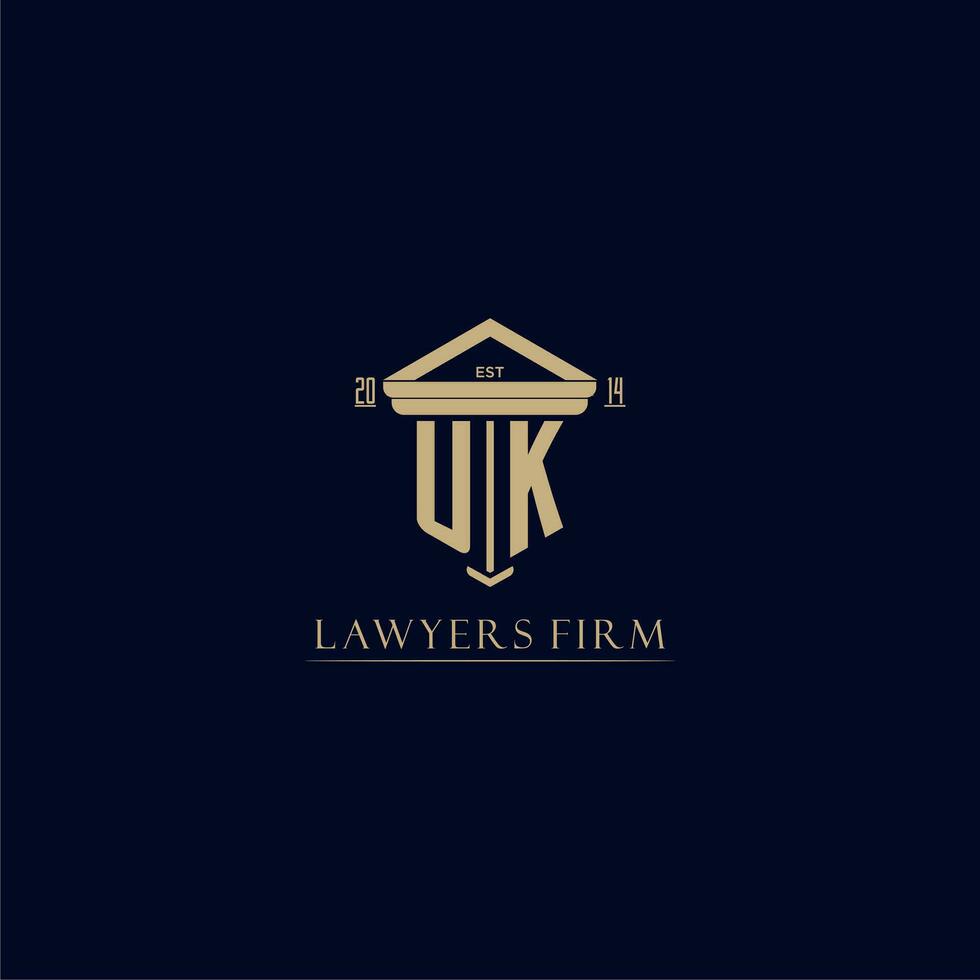 UK initial monogram lawfirm logo with pillar design vector