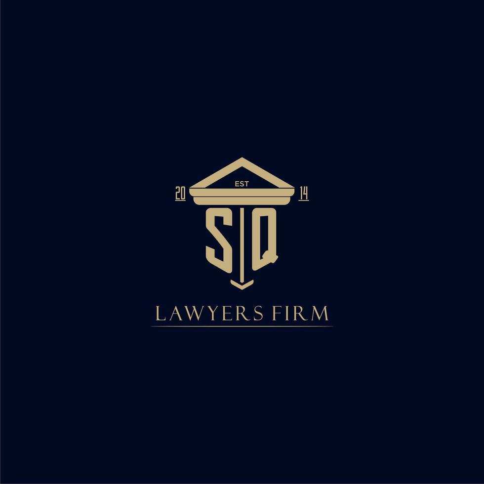 SQ initial monogram lawfirm logo with pillar design vector
